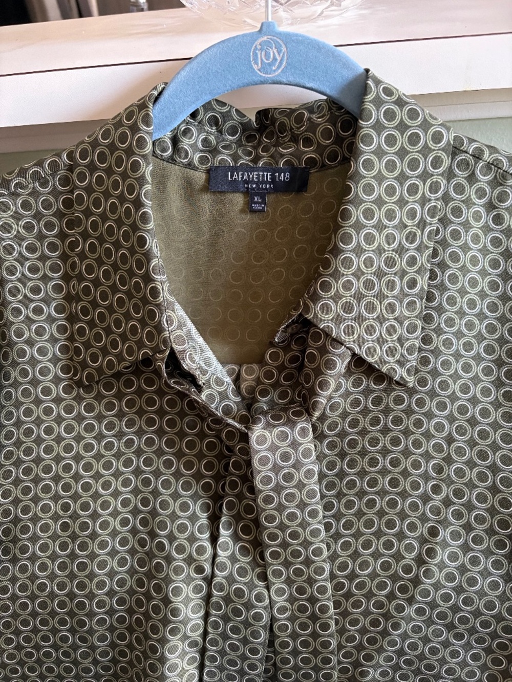 Lafayette 148 Silk Tie-Neck Blouse